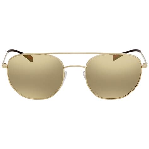 Prada Linea Rossa Gold Mirror Pilot Sunglasses PS56SS 